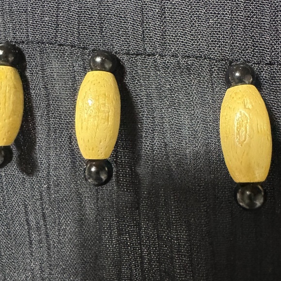 Marsha and Julio For Componix Wood Bead Black Gauzy Tank Top Sleeveless Shirt M - Picture 2 of 7